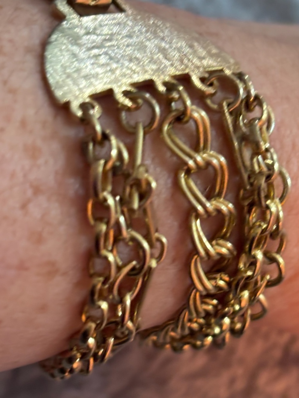 Vintage gold tone multi link bracelet